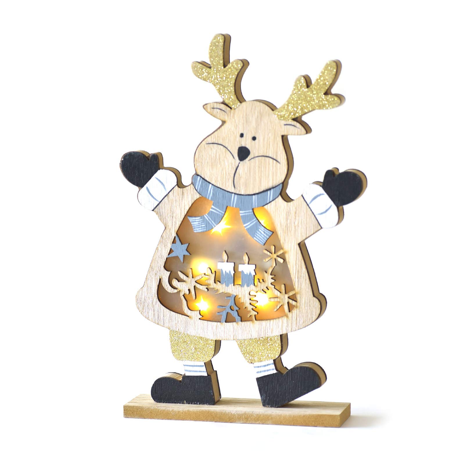 Christmas LED Light Lamp - Wooden Santa Claus Snowman Elk Shape Night Display Mold Light for Holiday Home Party Decor | Perfect for Christmas Tree, Fireplace, and Indoor Outdoor Festive Decoration