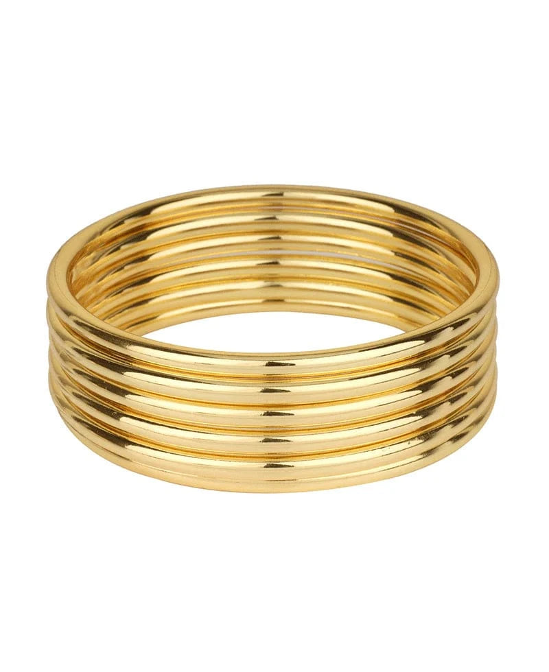 14K Gold Stackable Bangle Bracelet Set for Women - Minimalist Layered Jewelry for Everyday Wear, Gift Giving & Special Occasions