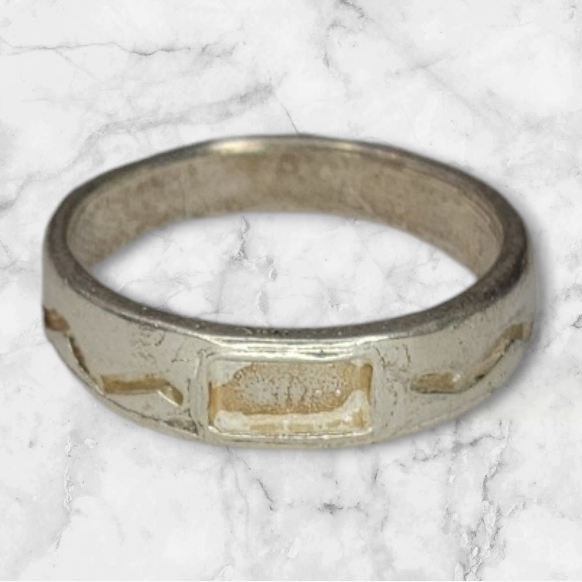 Solid Sterling Silver Inlay Rectangle Blank Setting for DIY Jewelry Making - Rough Casted Empty Ring for Carving & Engraving - Perfect for Silversmiths & Jewelry Artists (Size 4-8) - Ideal for Custom Rings, Wedding Bands & Handmade Jewelry Designs