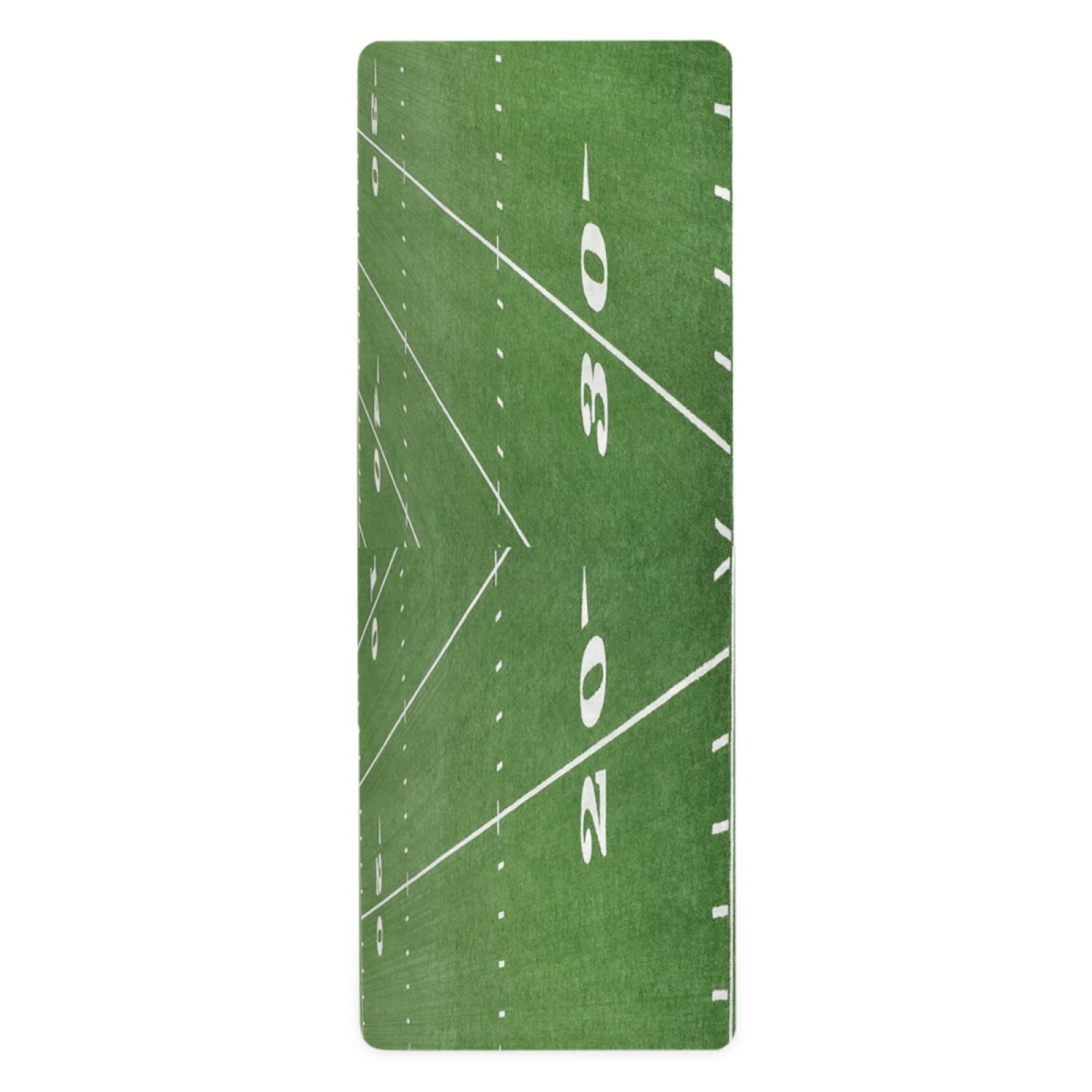 Non-Slip Green American Football Field Yoga Mat - 1mm Thick Rubber Fitness Exercise Mat with Carry Bag | Durable Folding Workout Mat for Pilates, Floor Exercises & Home Gym Use