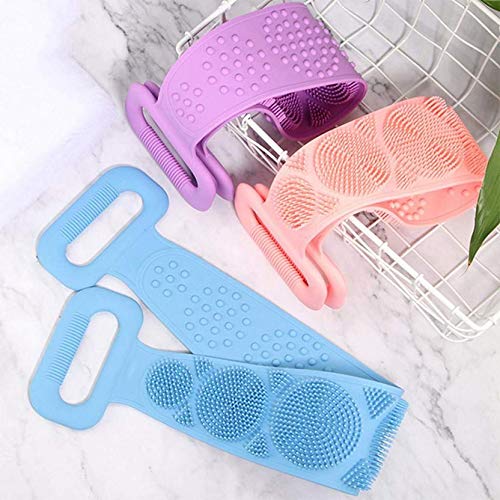 Luxula Silicone Double Sided Exfoliating Back Scrubber - Long Handle Body Brush for Dead Skin Removal - Men & Women Bath Accessories (Multicolor) - Perfect for Shower, Spa & Deep Cleansing at Home