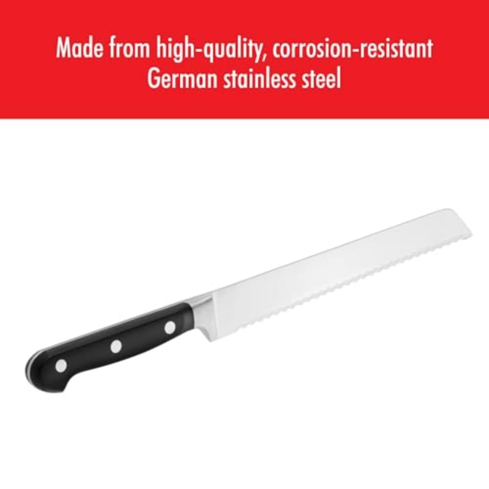 ZWILLING Professional S 8-inch German Bread Knife - Razor-Sharp Stainless Steel Blade, Dishwasher Safe - Perfect for Slicing Bread, Baguettes, and Pastries - Made in Germany for Premium Kitchen Performance