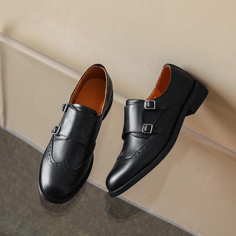 U-lite Women's Monk Strap Dress Shoes - Genuine Sheepskin Leather, Perforated Oxfords with Fashion Buckle for Business & Formal Occasions - Perfect for Office, Weddings and Special Events
