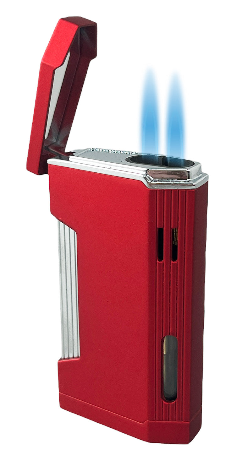 Visol Pelican Dual Torch Flame Lighter - Windproof Butane Lighter for Cigars, Camping & Outdoor Use (Red)