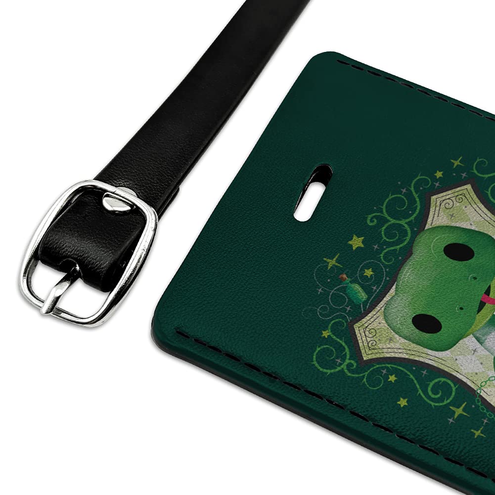 Harry Potter Slytherin Crest Leather Luggage Tag - Personalized ID Card Holder for Travel Bags, Suitcases & Backpacks - Perfect Gift for Fans & Travelers