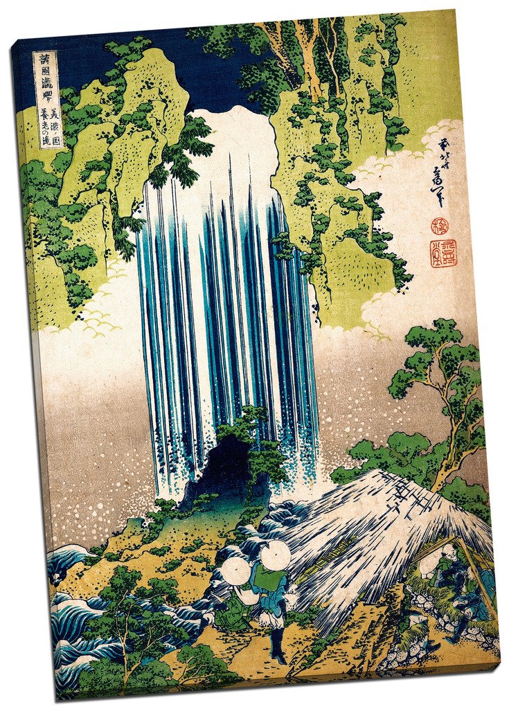 Panther Print Hokusai Katsushika The Waterfall of Yoro Canvas Wall Art - Large 30x20 Inches Japanese Landscape Painting - Perfect for Living Room, Bedroom & Office Decor