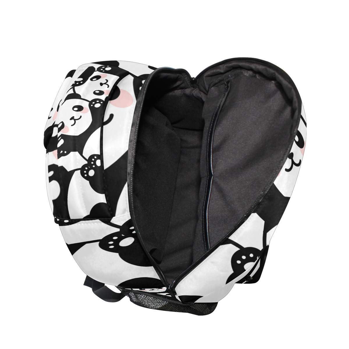 Qilmy Panda Backpack for Girls - Cute School Bookbag with Laptop Compartment, Lightweight Travel Daypack for Students & Teens, Black - Perfect for School, College, Travel & Daily Use