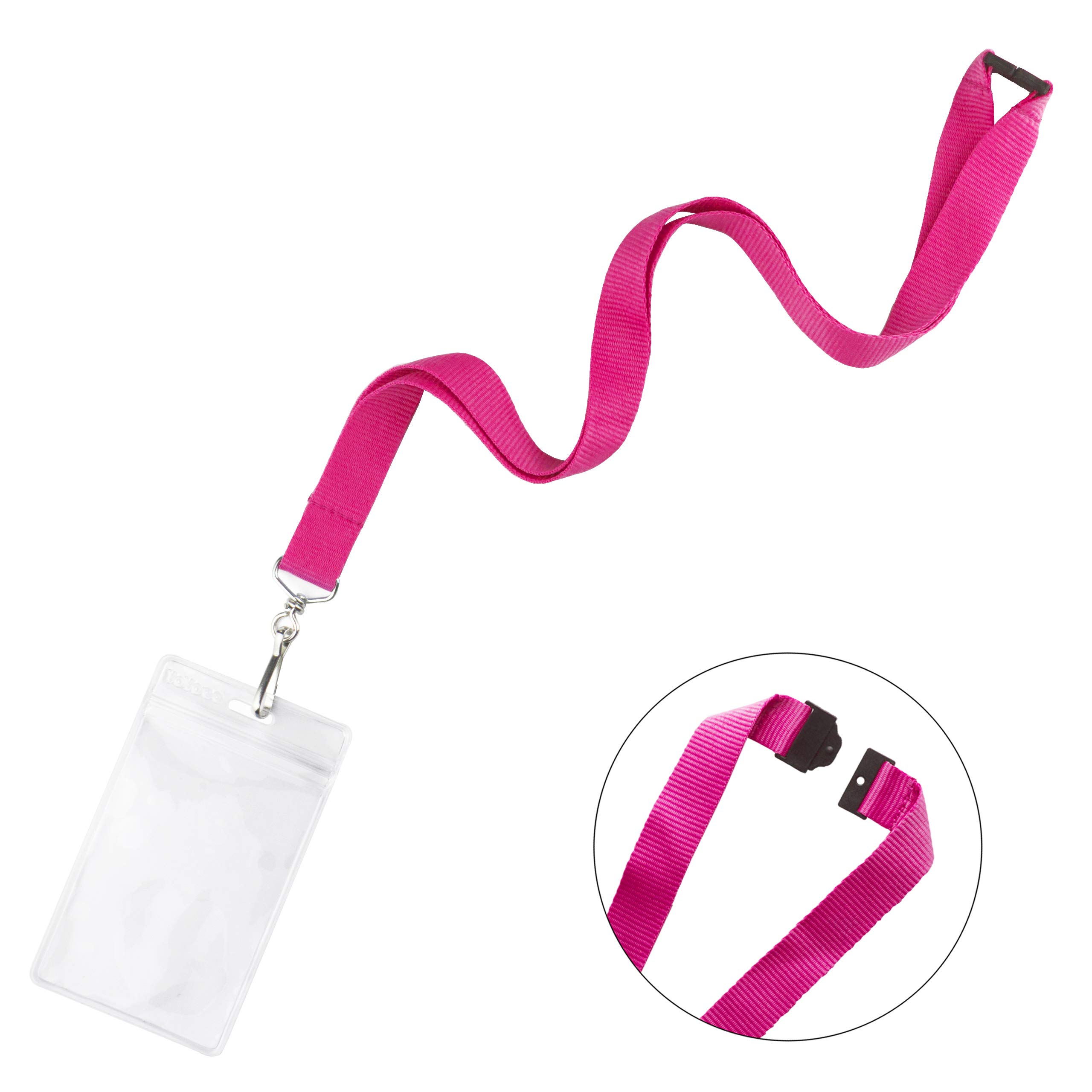 12 Pack Breakaway Lanyards with ID Badge Holder & Safety Breakaway Clasp - Adjustable Neck Strap for School, Office, Cruise, Events - Rose Red - Perfect for Teachers, Students, Nurses and Conference Attendees