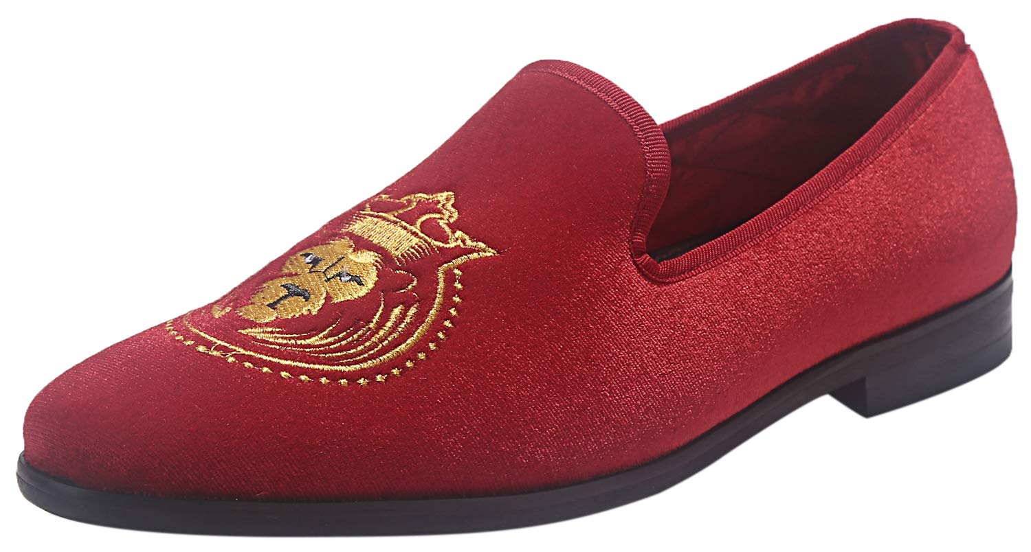 ELANROMAN Men's Velvet Embroidered Loafers - Fashionable 1.0 & 2.0 Dress Shoes for Wedding, Prom, Party & Formal Occasions