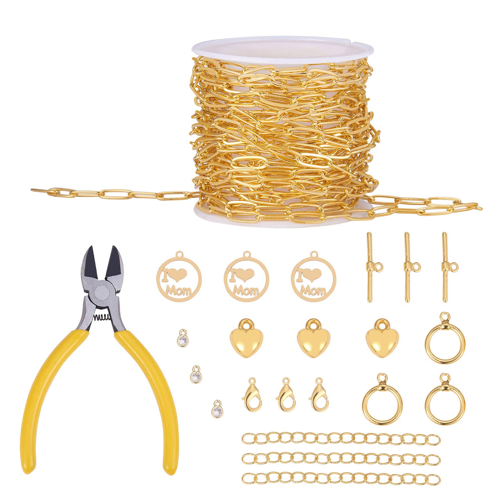 SHEGRACE 16 Feet Paperclip Link Chain Necklace - DIY Jewelry Making Kit with Pendant for Necklace, Bracelet, Earring & Anklet - Perfect for Crafting, Gifts & Fashion Accessories