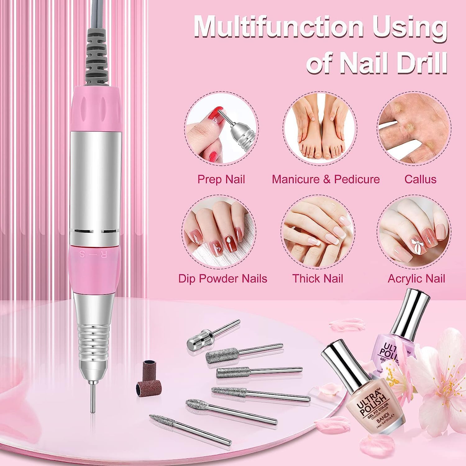 Professional INOG Portable Rechargeable Nail Drill Machine - Electric Nail File Kit for Manicure & Pedicure | At-Home & Salon Nail Art Tools Set | Perfect for DIY Nail Care, Acrylics & Gel Extensions