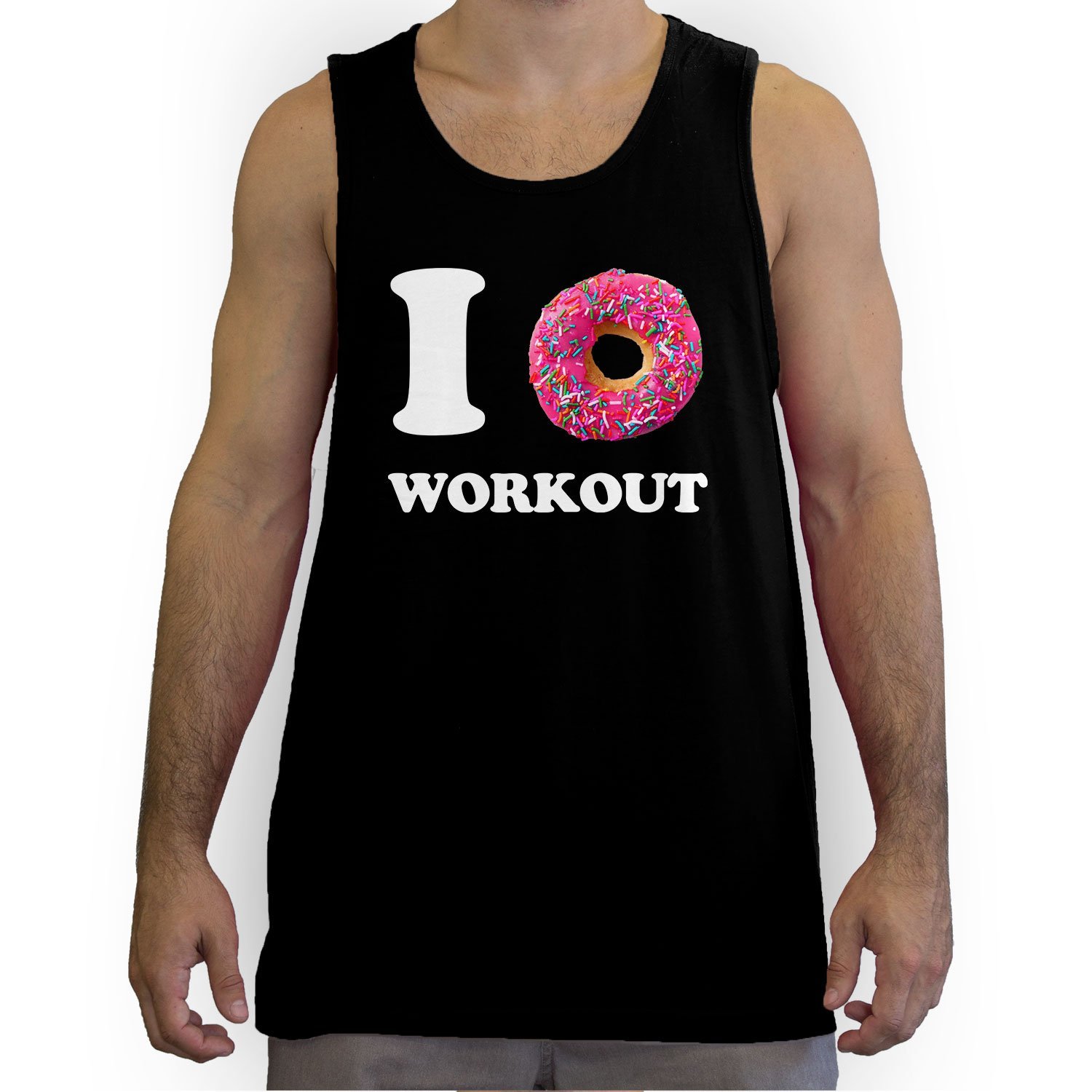 I Donut Work Out Men's Fashion Tank Top - Soft Cotton Gym Shirt for Workouts & Casual Wear - White