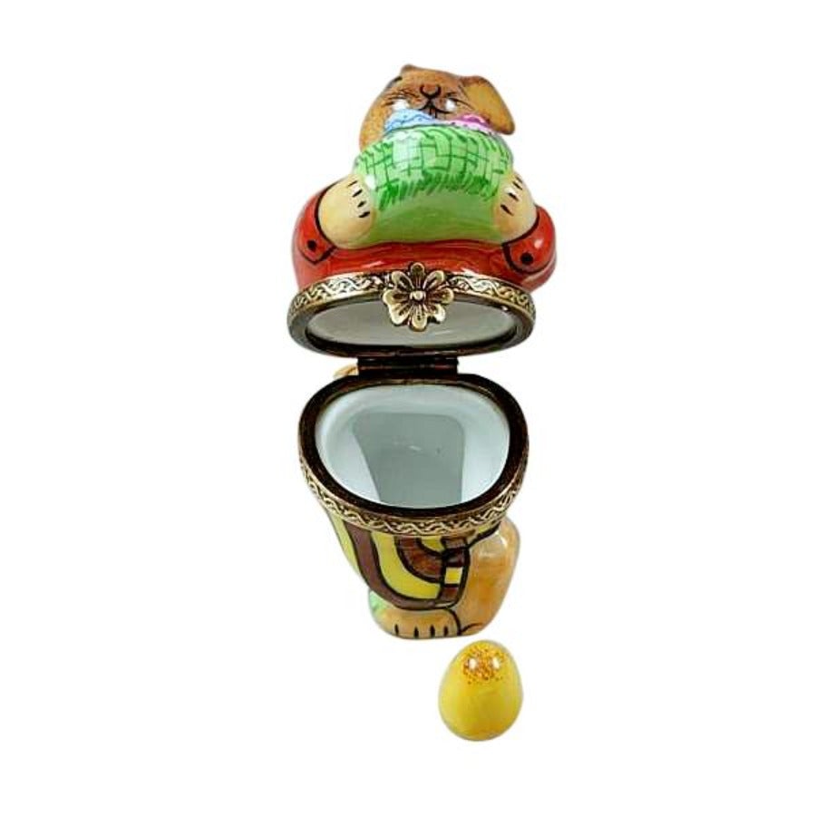 Easter Rabbit with Egg Limoges Box - Hand-Painted Porcelain Collectible for Easter Decorations & Gift Giving