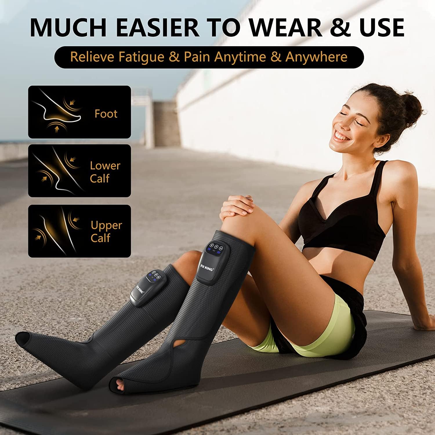 FIT KING Upgraded Cordless Leg & Foot Massager for Pain Relief, Improved Circulation, Muscle Relaxation & Recovery | Rechargeable Portable Compression Boots with Travel Bag | Perfect for Home, Office & Travel Use | Great Health Gift for Men & Women