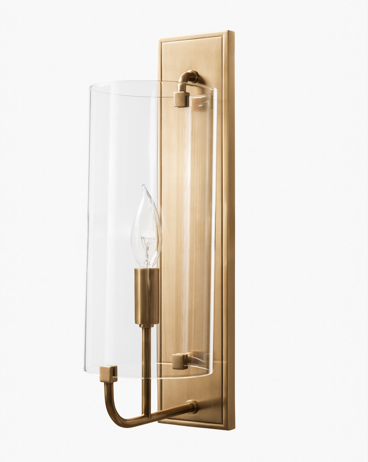 Rhys Sconce Wall Light - Modern Brass Wall Sconce with Clear Glass Shade for Bedroom, Living Room & Hallway Lighting