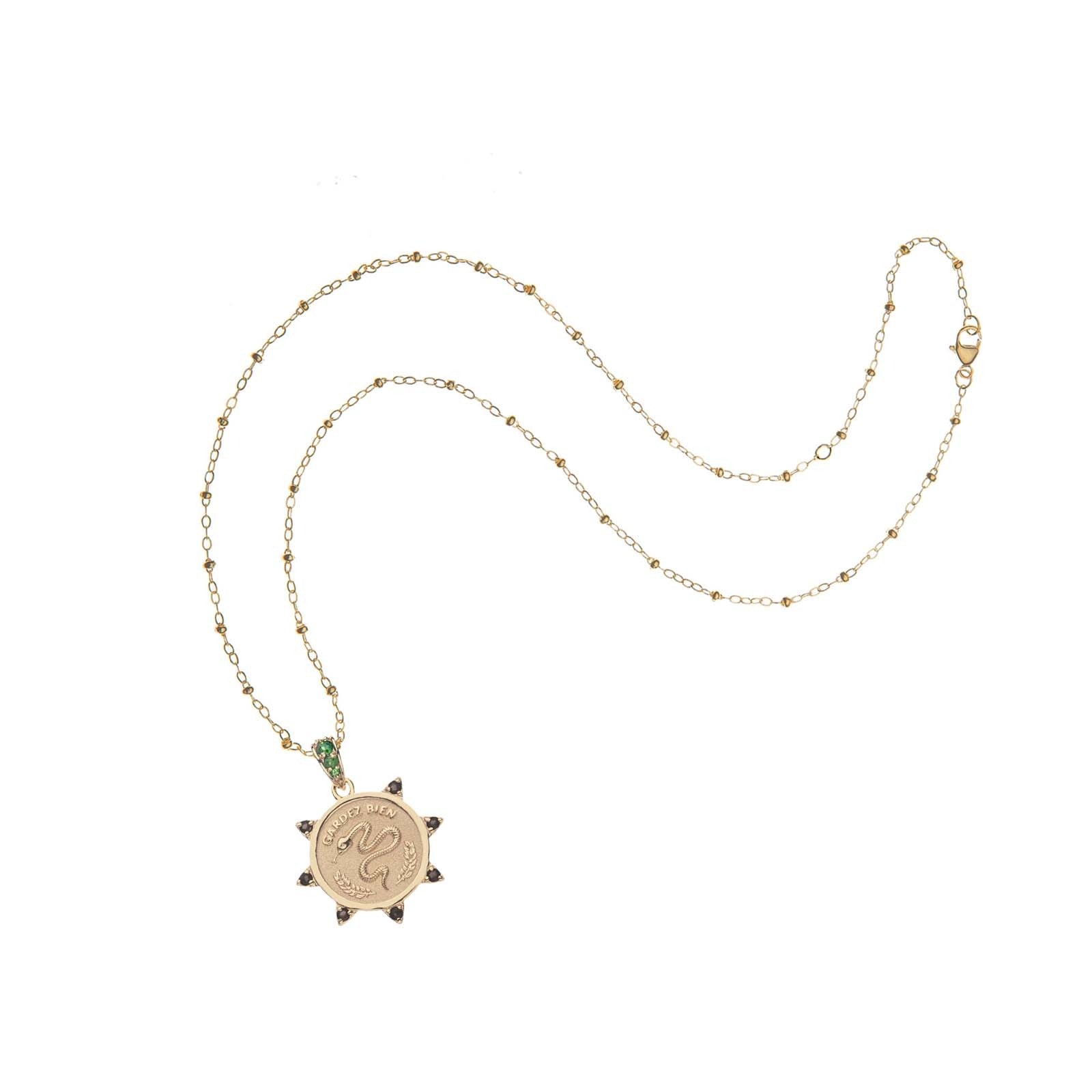 Jane Win PROTECT Petite Embellished Coin Pendant Necklace - Sterling Silver Jewelry for Women, Dainty Layering Necklace for Everyday Wear, Gift for Her | Perfect for Office, Date Night & Special Occasions