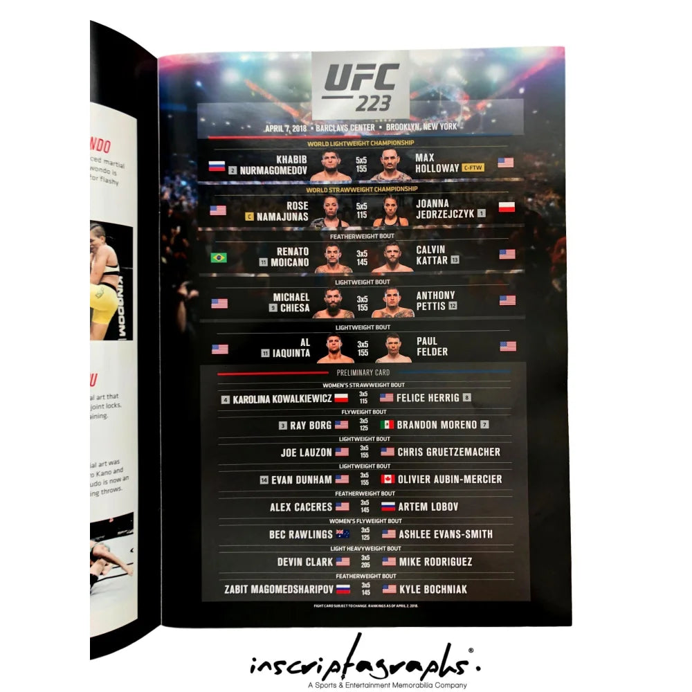 Bruce Buffer Signed UFC 232 Fight Program with Khabib Nurmagomedov Autograph - Authentic COA Included - Perfect for UFC Memorabilia Collectors and MMA Fans Display