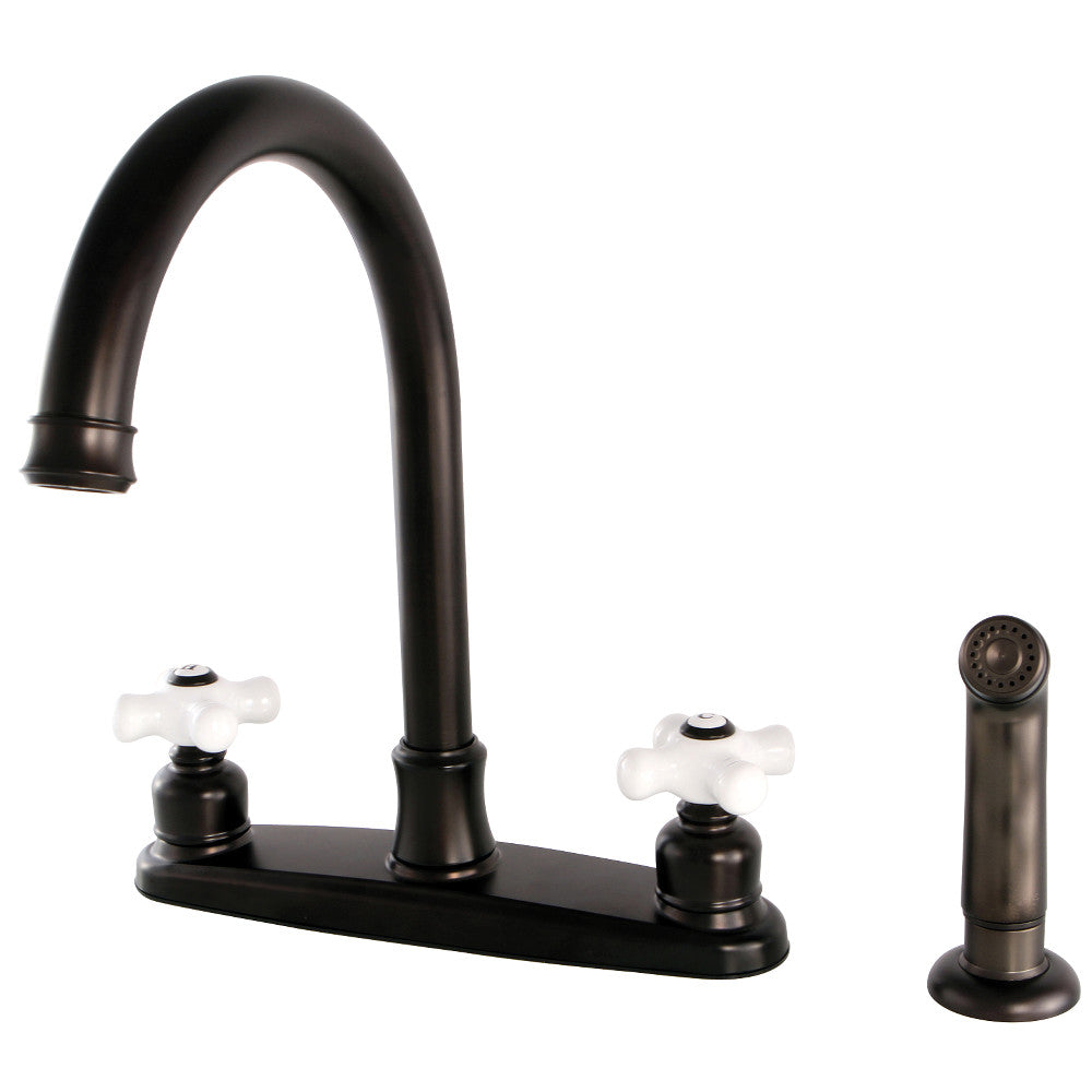 Kingston Brass FB7791PXSP Victorian 8-Inch Centerset Kitchen Faucet with Pull-Out Sprayer - Perfect for Farmhouse, Traditional, and Vintage Style Kitchens