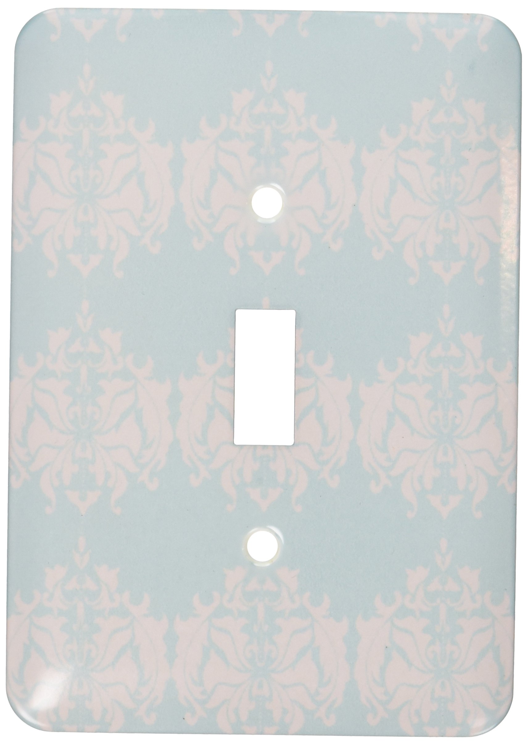 3D Rose Gray on Light Blue Damask Pattern Single Toggle Switch - Perfect for Home Decor, DIY Projects, and Electrical Upgrades