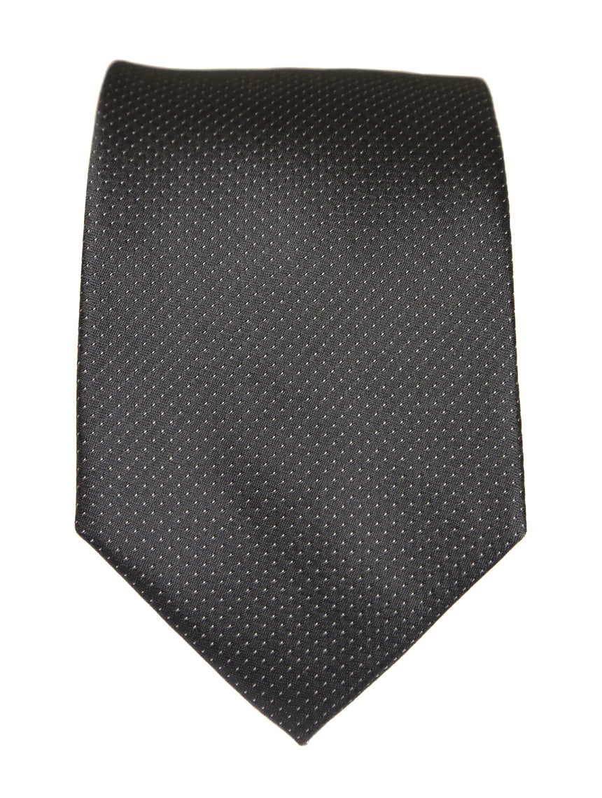 DÉCLIC Classic Microdot Tie for Men - Charcoal Gray Slim Necktie | Perfect for Business, Weddings & Formal Events