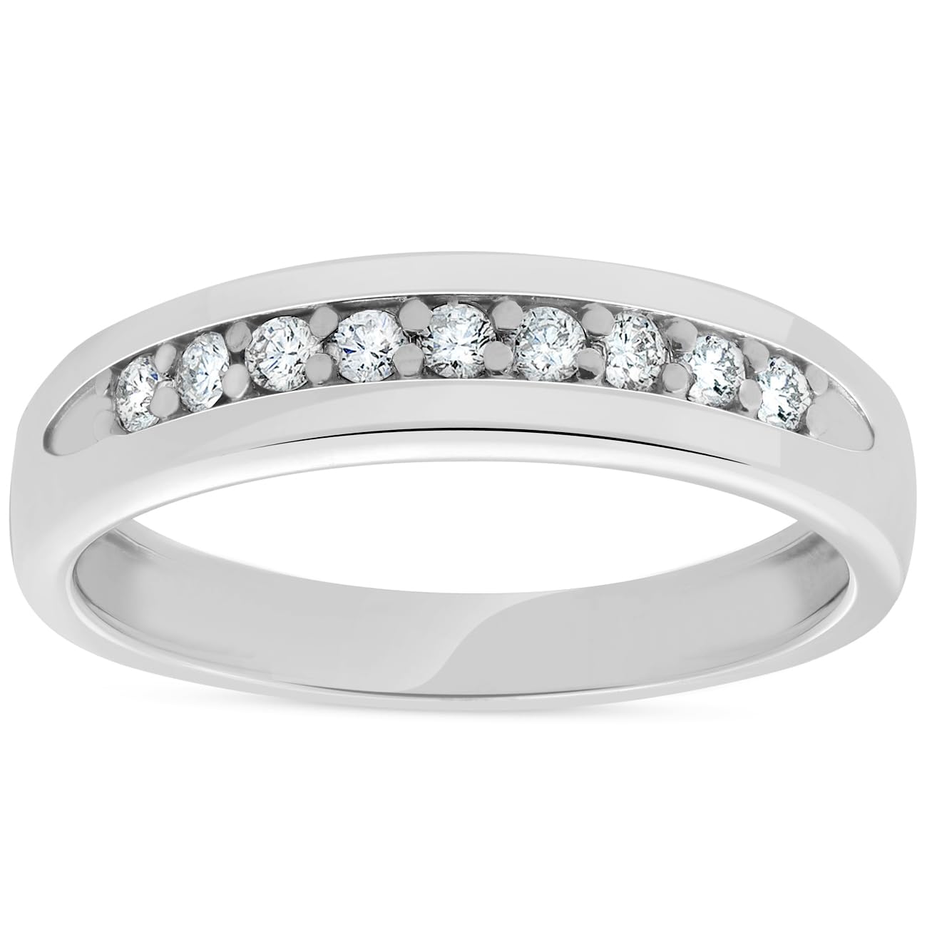 1/4ct Diamond Wedding Ring for Men - 10k White Gold Anniversary Band - Perfect for Proposals, Engagements & Special Occasions
