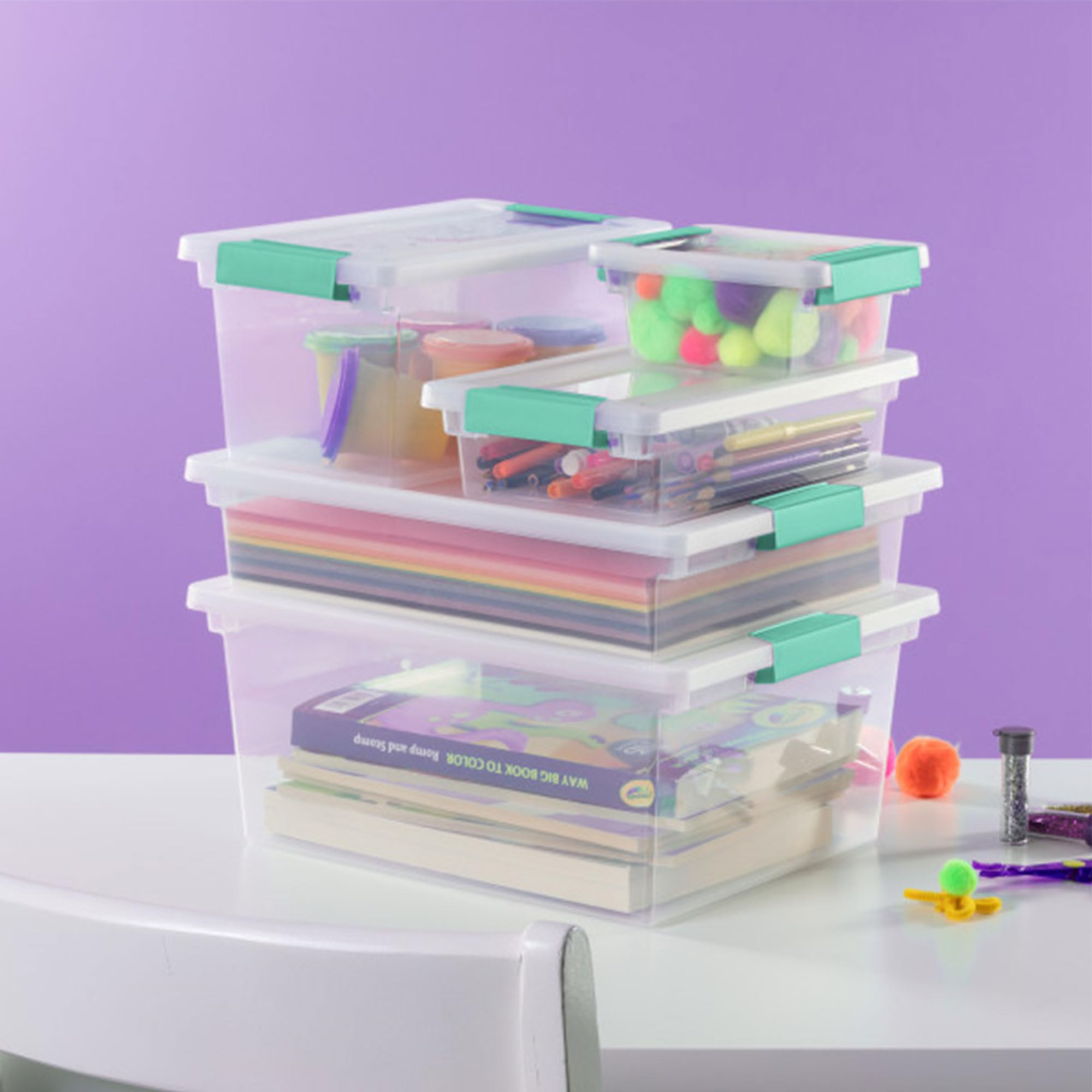 Sterilite 12-Pack Small Clear Plastic Storage Boxes with Lids - Organize Crafts, Office Supplies & Household Items - Perfect for Home, Office & School Organization