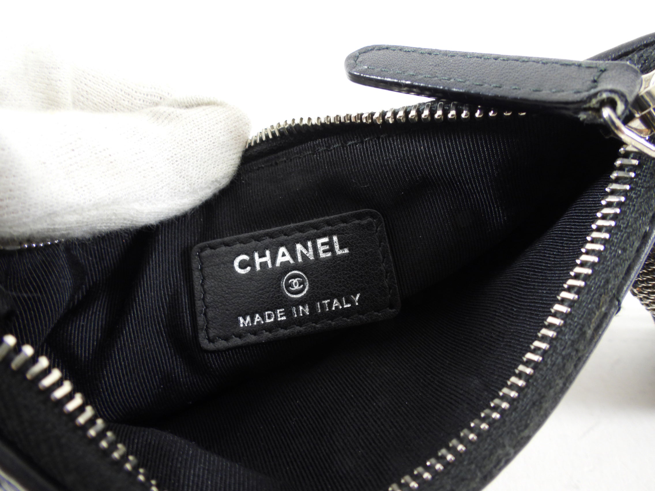 Chanel Black Leather Chevron Tassel Mini Zip Pouch - Luxury Crossbody Bag for Women, Perfect for Parties, Date Nights & Travel Accessories