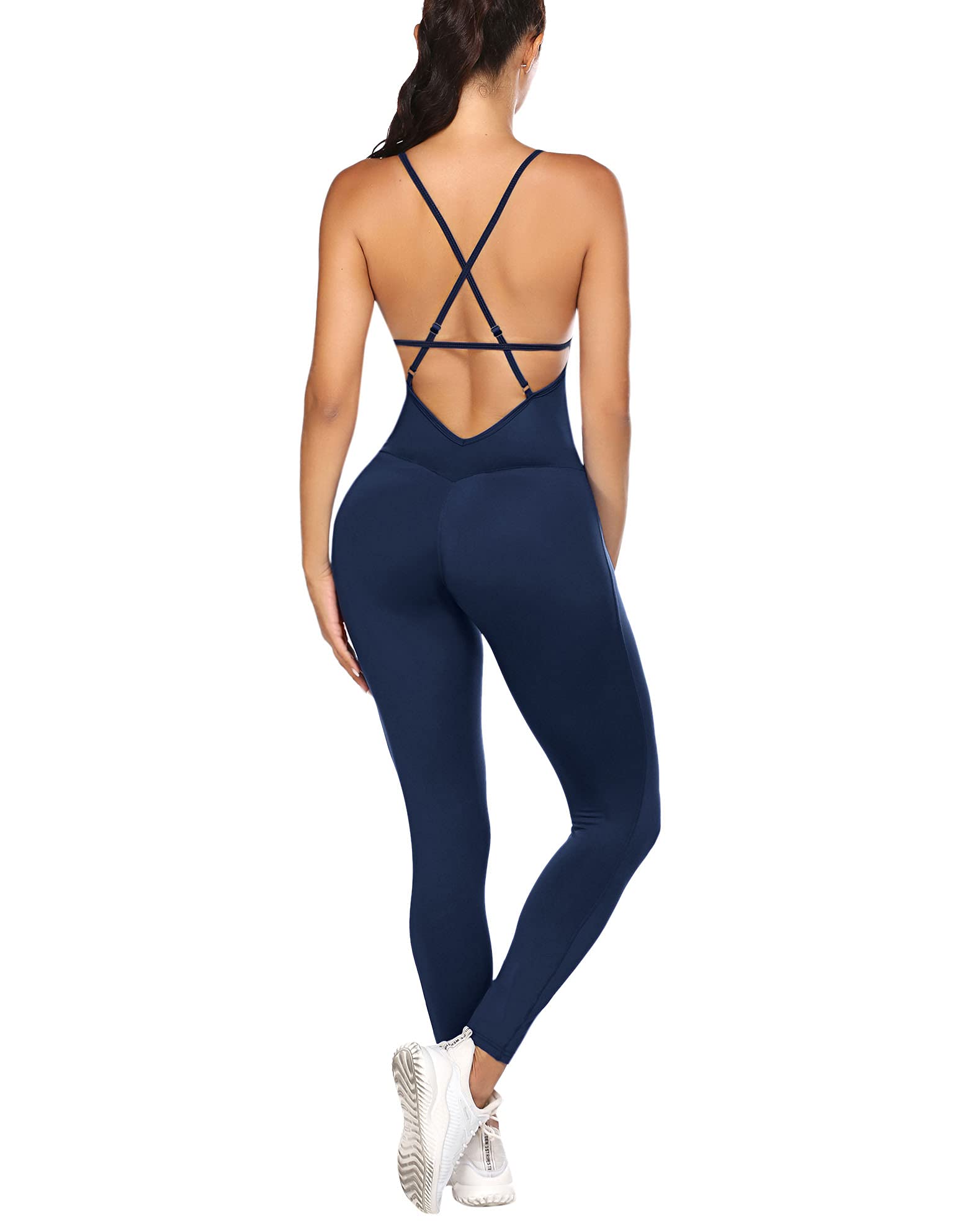 COOrun Women's Backless Yoga Jumpsuit - Sleeveless Sports Romper Gym Bodysuit for Yoga, Pilates & Workout - Perfect for Gym, Fitness Class & Lounge Wear