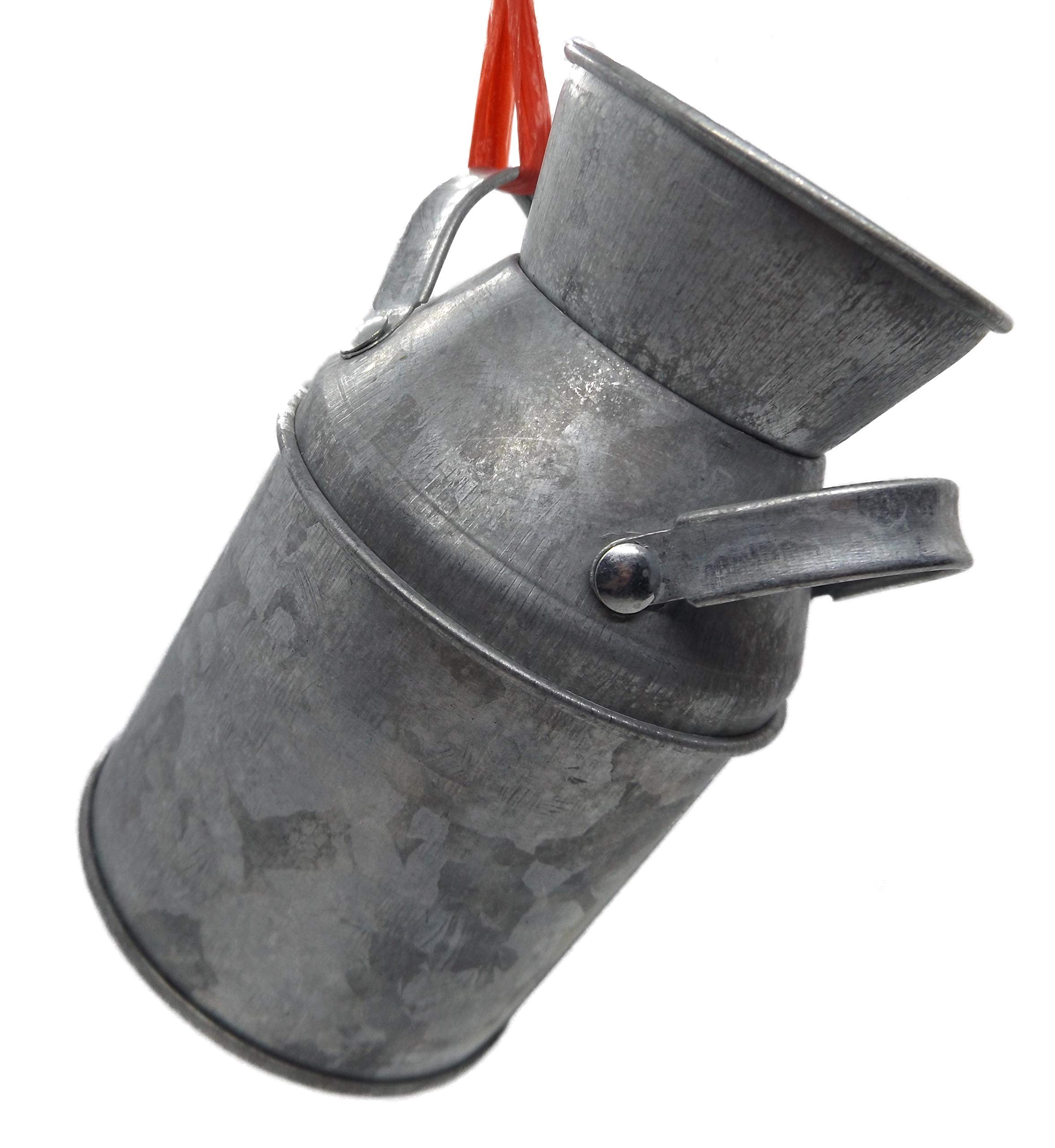 Vintage Galvanized Steel Milk Can Christmas Tree Ornament - Rustic Farmhouse Holiday Decor for Xmas Tree, Mantel, or Gift Giving