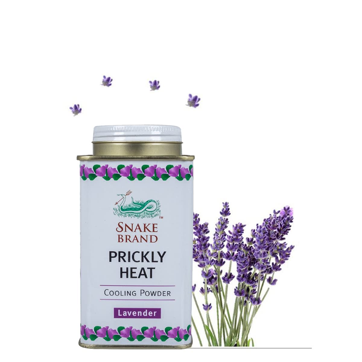 Snake Brand Prickly Heat Cooling Talcum Powder - French Lavender Scent, 50g (Pack of 4) | Heat Rash Treatment & Body Cooling Powder for Summer, Gym & Outdoor Activities | Soothing Relief for Hot Weather & Skin Irritation