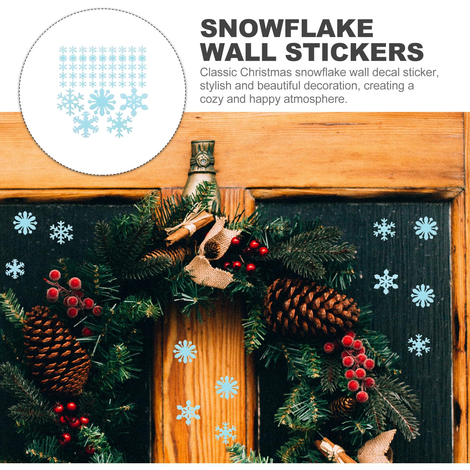50PCS Glow in The Dark Snowflake Wall Stickers - Christmas Window Decals, Fluorescent Snowflake Clings for Kids Bedroom & Holiday Decor (Blue) - Perfect for Christmas Party, Home, School & Office Decorations
