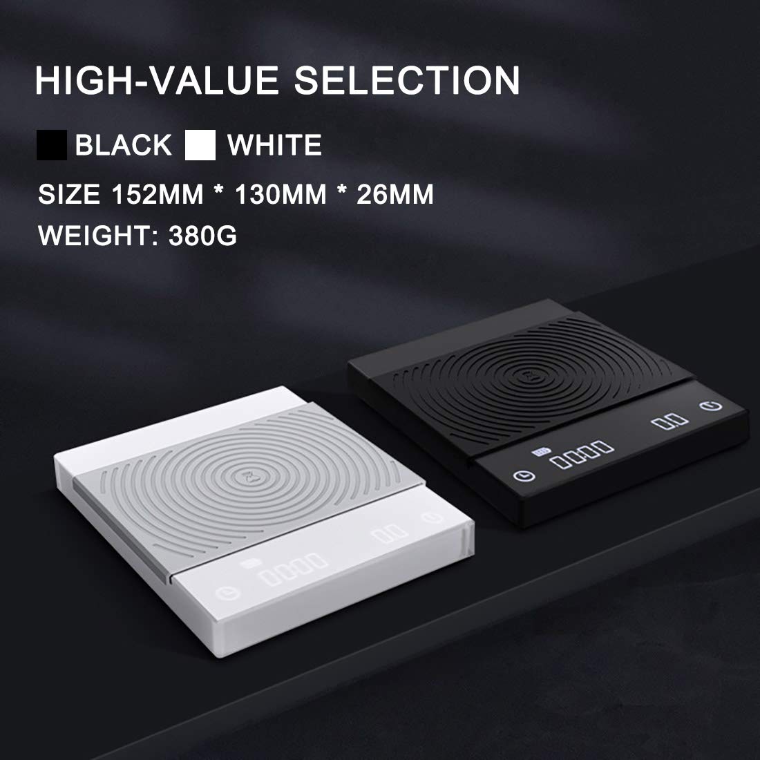 TIMEMORE Digital Coffee Scale with Timer - 2000g for Espresso & Hand Drip (White) - Perfect for Home Brewing
