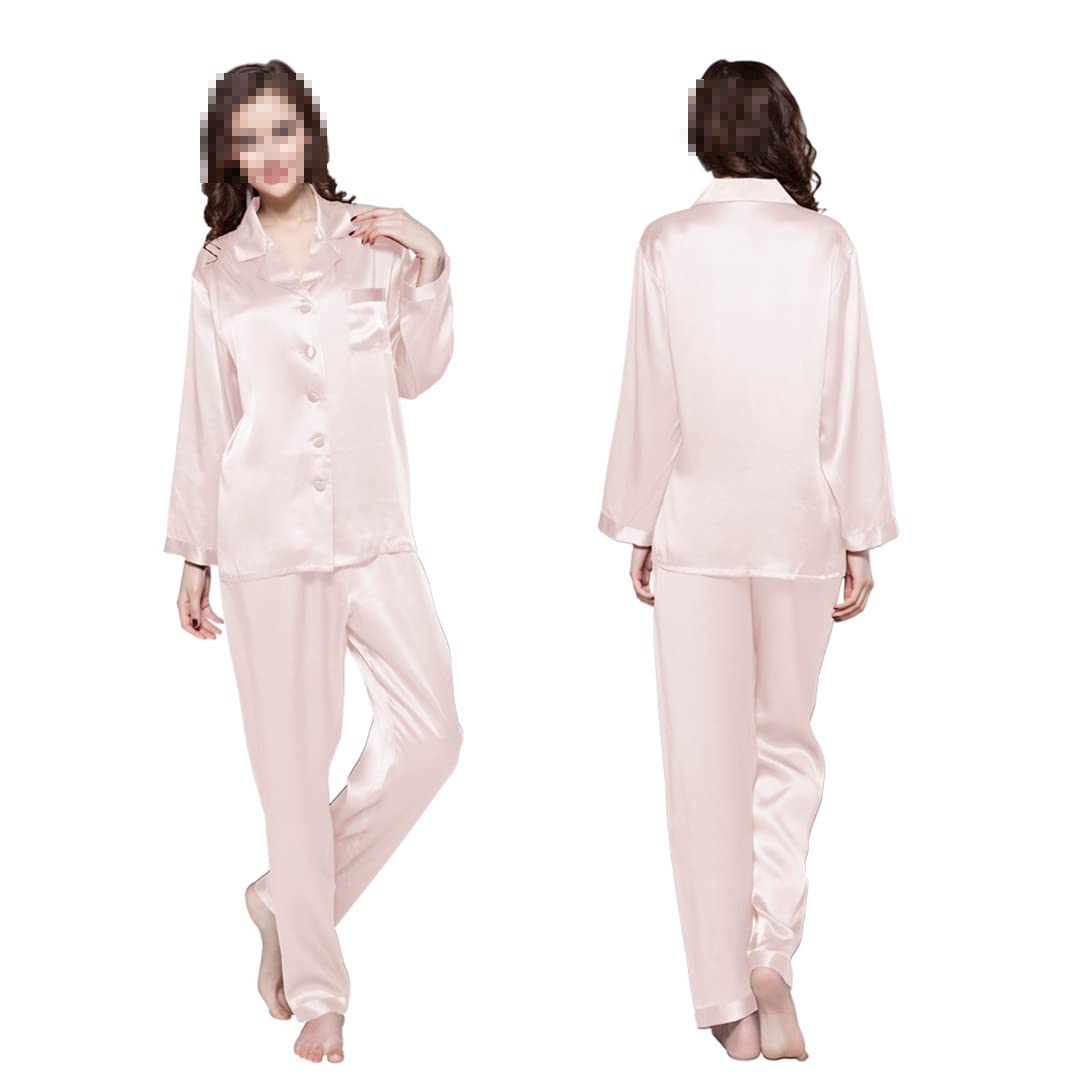 Premium 100% Silk Satin Pajama Set for Women - Long Sleeve Button Down Sleepwear & Soft Nightwear - Elegant Loungewear for Relaxation, Spa Days & Romantic Getaways