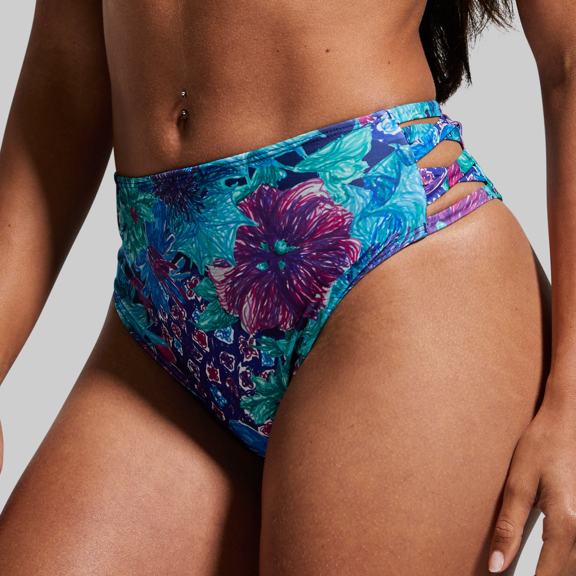 Sandbar Bikini Bottom - High Waisted Swimwear for Women | Summer Fields Print | Comfortable & Stylish Beachwear for Pool, Vacation & Tropical Getaways