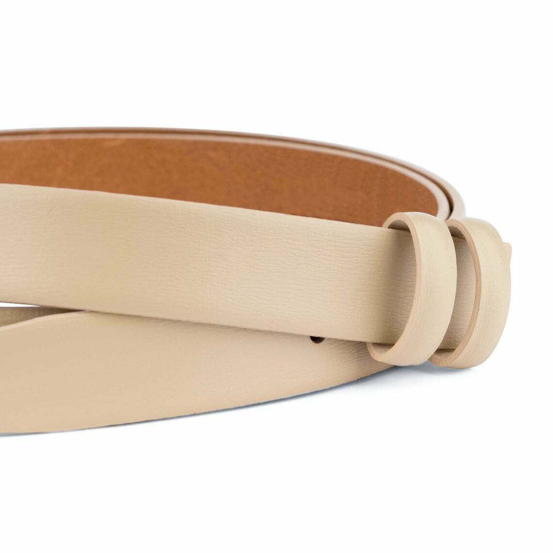 Women's Beige Leather Belt Strap for Dunhill Buckle - 1 Inch Wide Genuine 100% Leather - Perfect for Office, Casual Wear & Formal Occasions