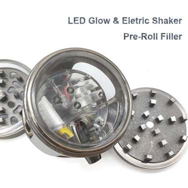 Premium Electric Herb Grinder & Dispenser - Automatic, Large Capacity, LED Light, Zinc Alloy (Gun Metal Grey) - Perfect for Kitchen, Cooking, Baking & Herbal Medicine Preparation