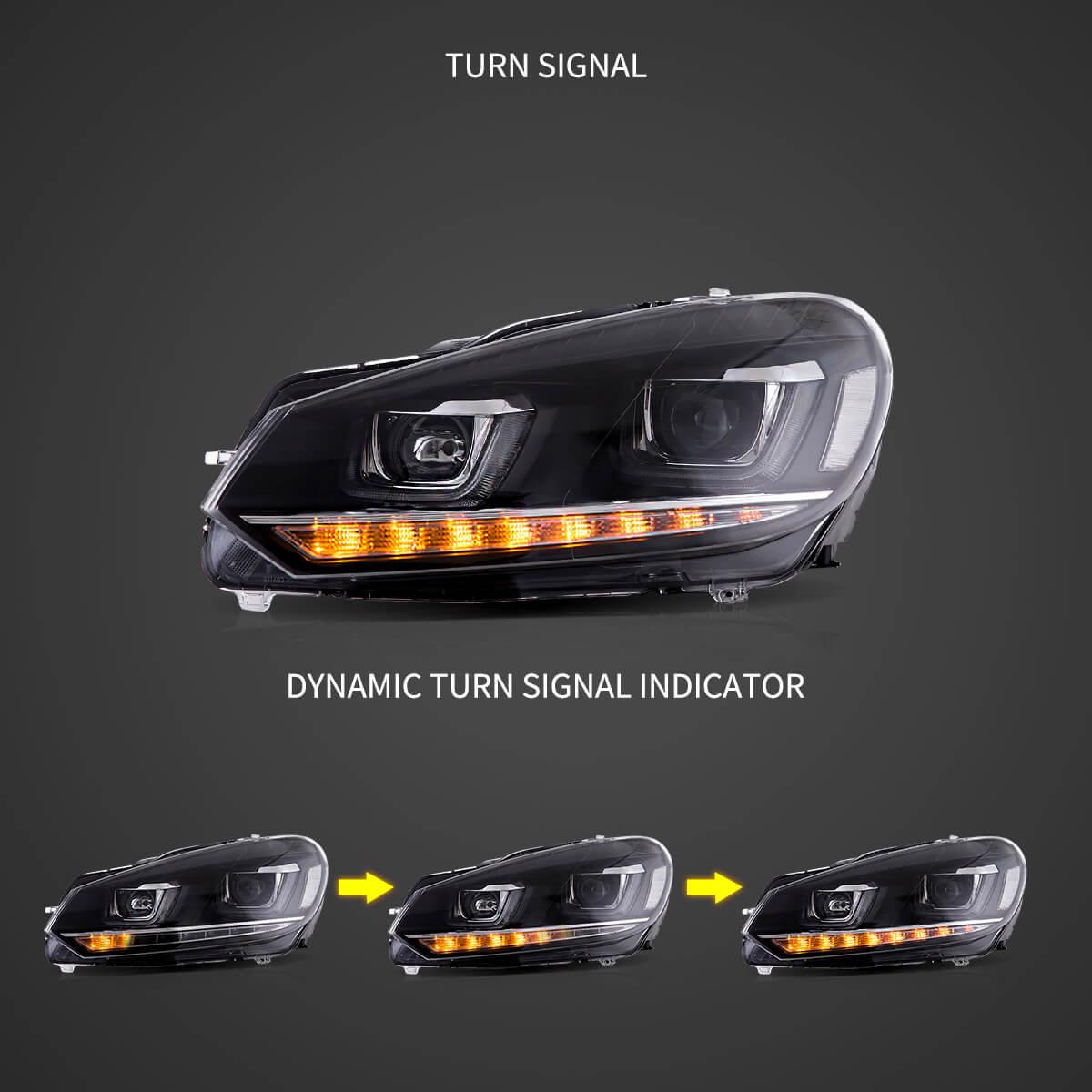 High-Performance LED Headlight Assembly - Dual Beam Projector with Demon Eyes (Black) - Compatible with 2008-2014 Volkswagen Golf 6th Gen (Mk6/A6 Typ 5K) - Perfect for Night Driving & Car Customization