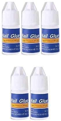 Upheavel 5Pcs Artificial Nails Glue - Strong & Quick Dry White Nail Adhesive (Pack of 5) - Perfect for Acrylic Nails, Press On Nails & Nail Art at Home or Salon