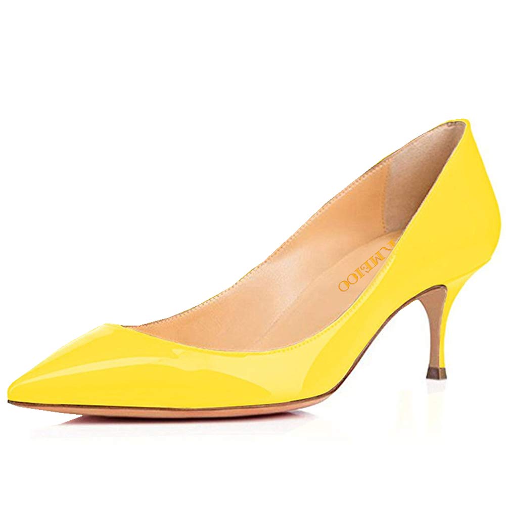 Women's Pointy Toe Kitten Heel Pumps - Low Heel Slip On Office Shoes for Women | Comfortable Work Pumps for Business, Professional & Formal Occasions