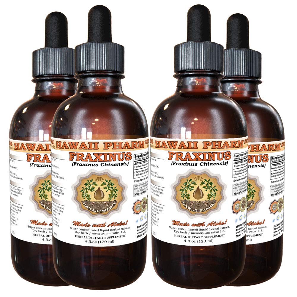 Organic Fraxinus Chinensis (Qin Pi) Tincture - 4x4 oz Dried Bark Liquid Extract - Herbal Supplement for Immune Support & Joint Health - Perfect for Tea, Tonic & Natural Remedies