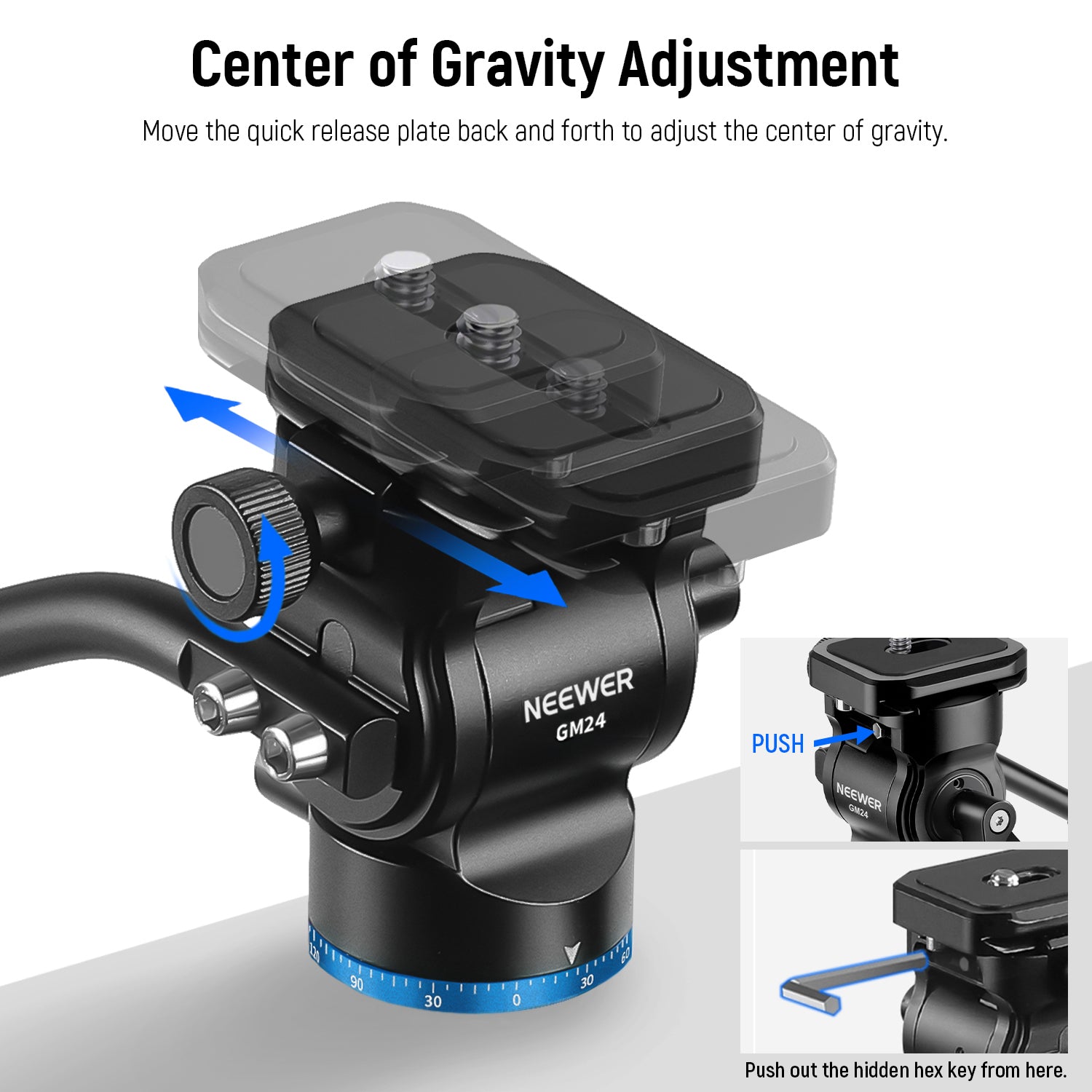 NEEWER GM24 Professional Tripod Fluid Head for DSLR Cameras - Smooth Pan & Tilt Video Shooting - Perfect for Vlogging, Live Streaming & Photography