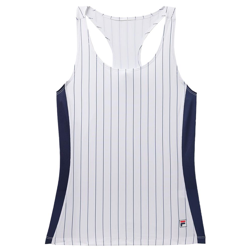 Fila Women's Heritage Iconic Racerback Tank Top - White/Navy Blue - Gym Workout & Yoga Activewear for Women