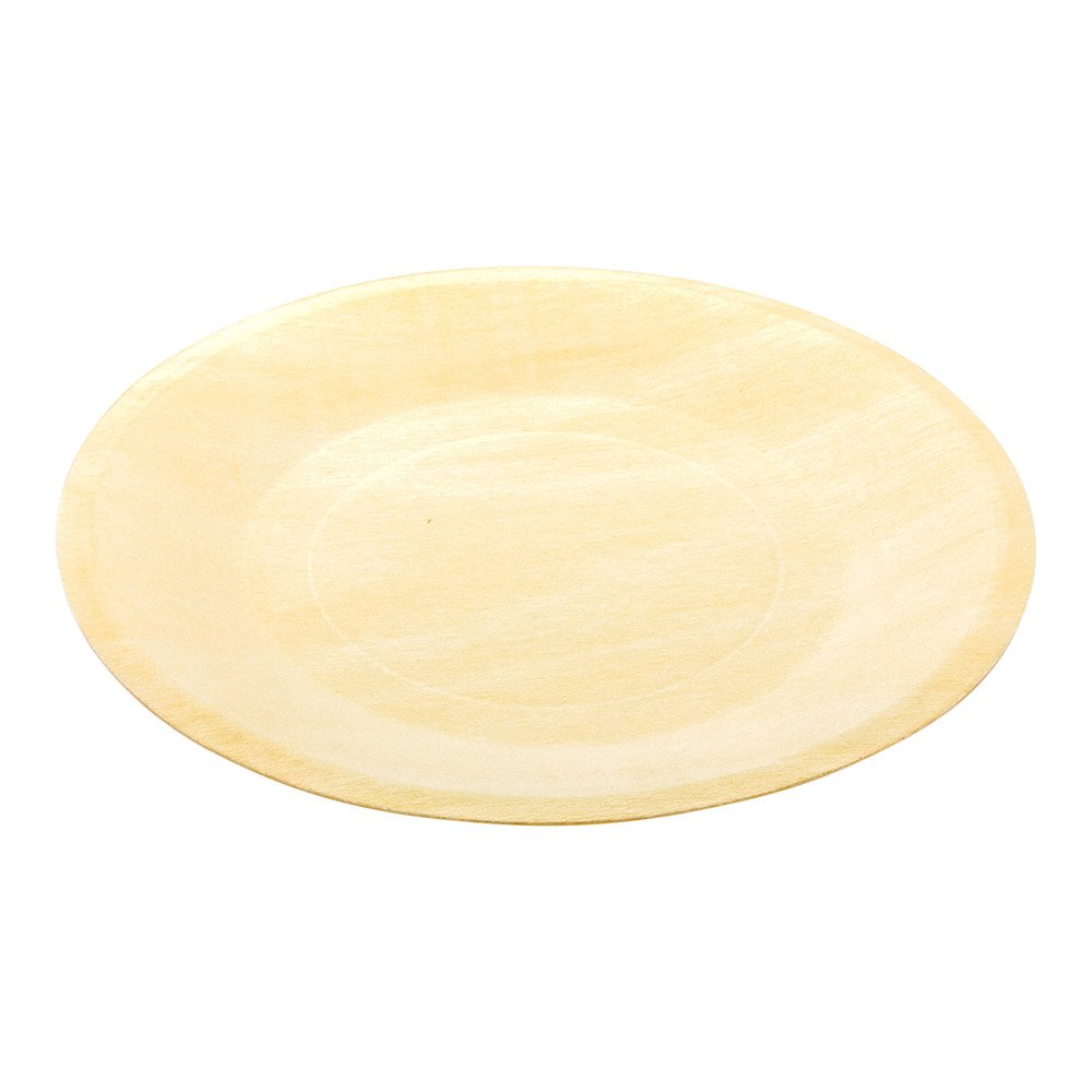 Restaurantware 8.5 Inch Round Disposable Wooden Plates - 200 Pack Durable Sustainable Poplar Wood Dinner Plates | Greaseproof & Eco-Friendly for Parties, Weddings, Banquets, Catering Events & Outdoor Dining