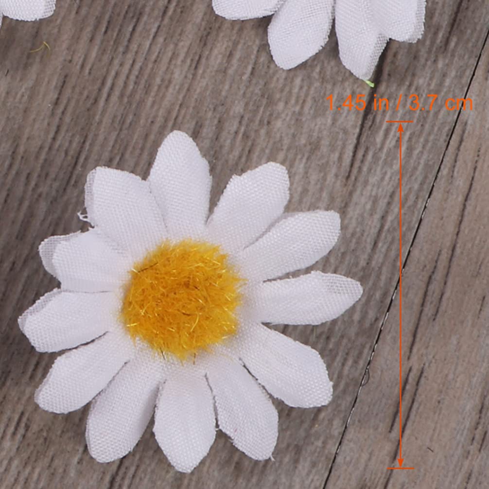 FOMIYES 200pcs Artificial Daisy Flower Heads - DIY Fabric Floral Decorations for Wedding, Home, Cake, Crafts | Fake Chrysanthemum & Daisy Trims | White Handmade Fake Flowers for Arrangements