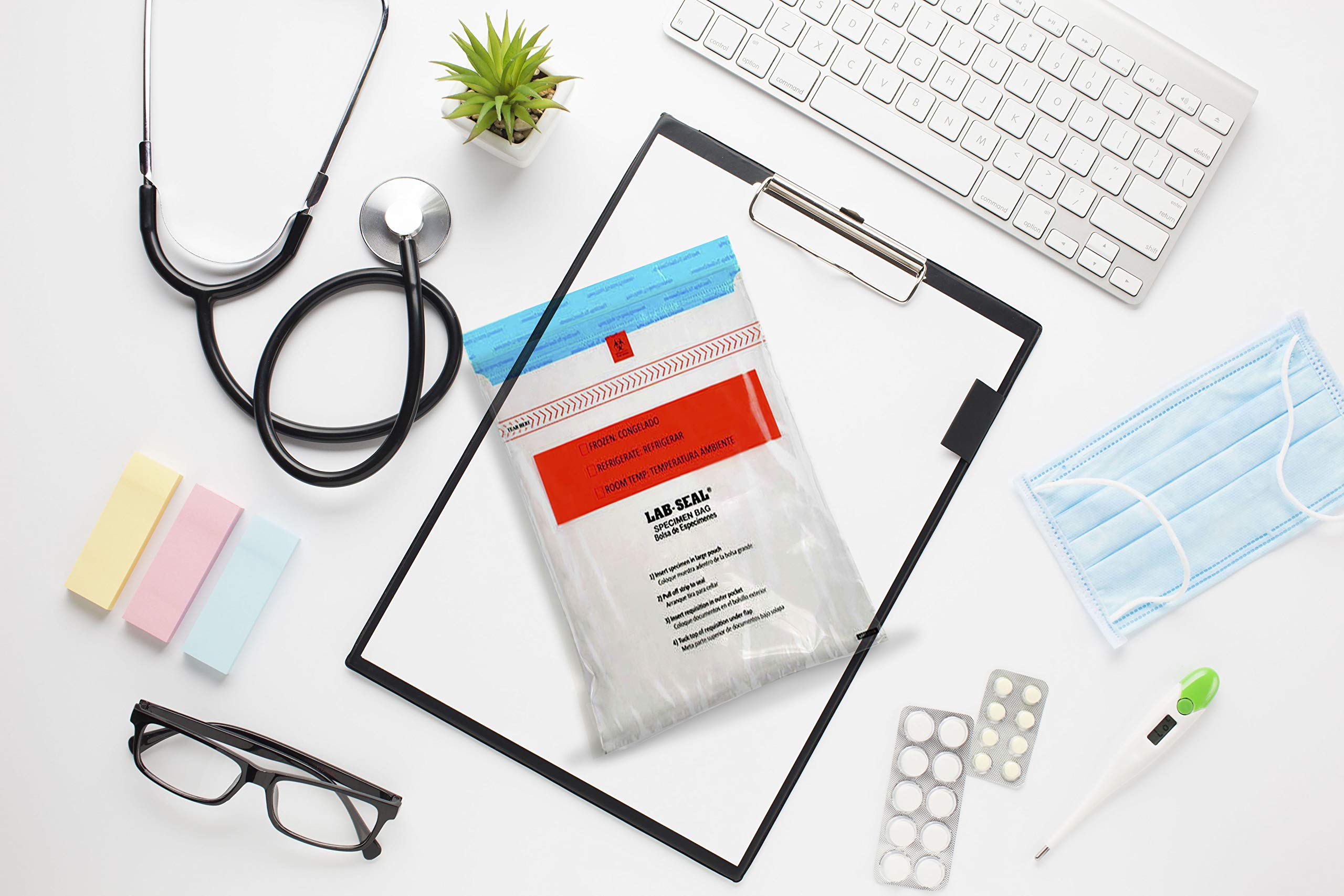 APQ 1000 Pack 6x10 Inch Clear Tamper-Evident Specimen Bags with Pull Tab Closure | 1.80 Mil Thick Printed Polyethylene Bags | Removable Biohazard Symbol | Ideal for Medical Specimens, Laboratory Samples & Health Safety Storage