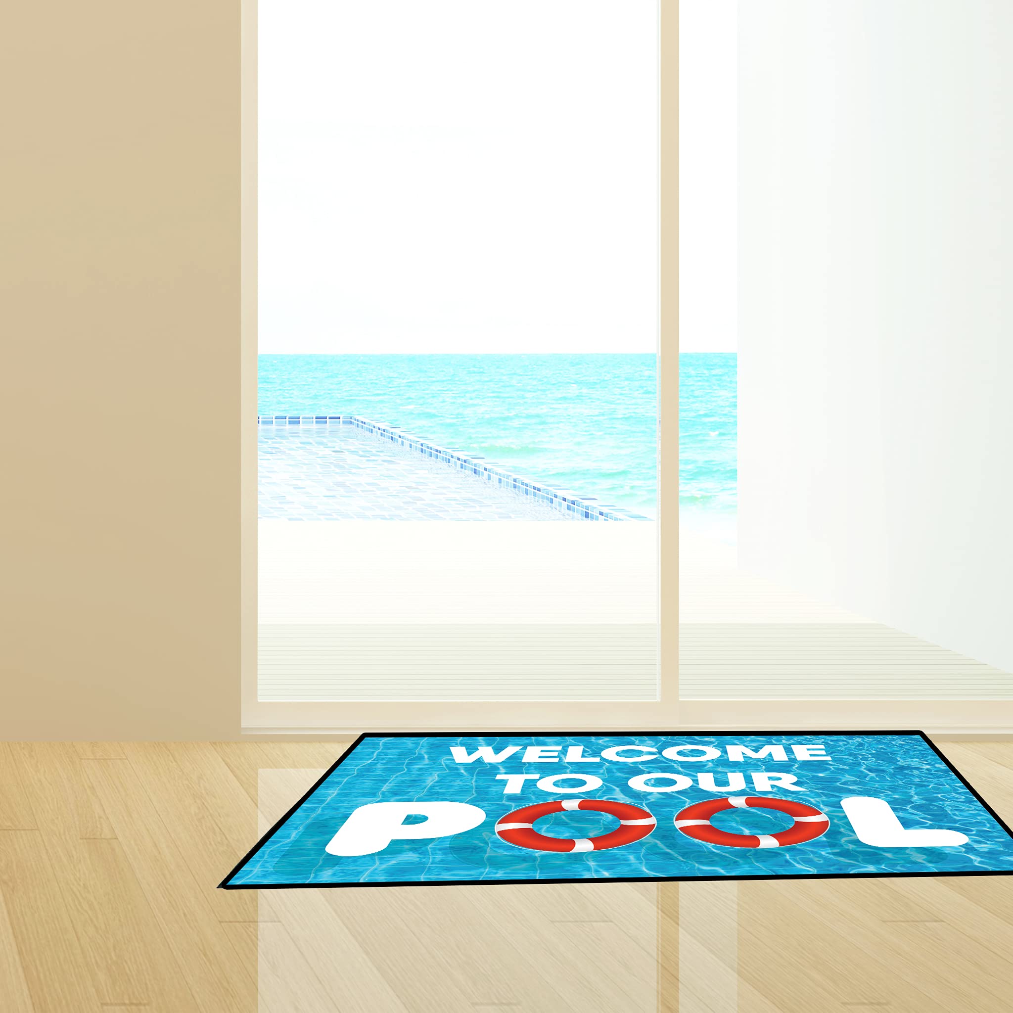 Victory Home Accessory: Non-Slip Swimming Pool Doormat - 24x36 Inch Waterproof Outdoor Welcome Mat for Poolside, Patio & Backyard - Durable & Absorbent (Model 19370)