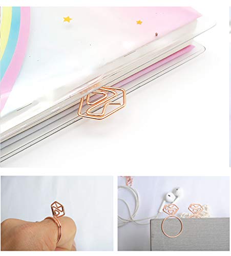 Diamond Ring Shaped Small Paper Clips - Cute & Funny Bookmark Clips for Office, School, Wedding Invitations, Valentine's Day Decorations - Planner Paper Clips (20 pcs) - Perfect for Gift Wrapping, Scrapbooking & Organizing Documents