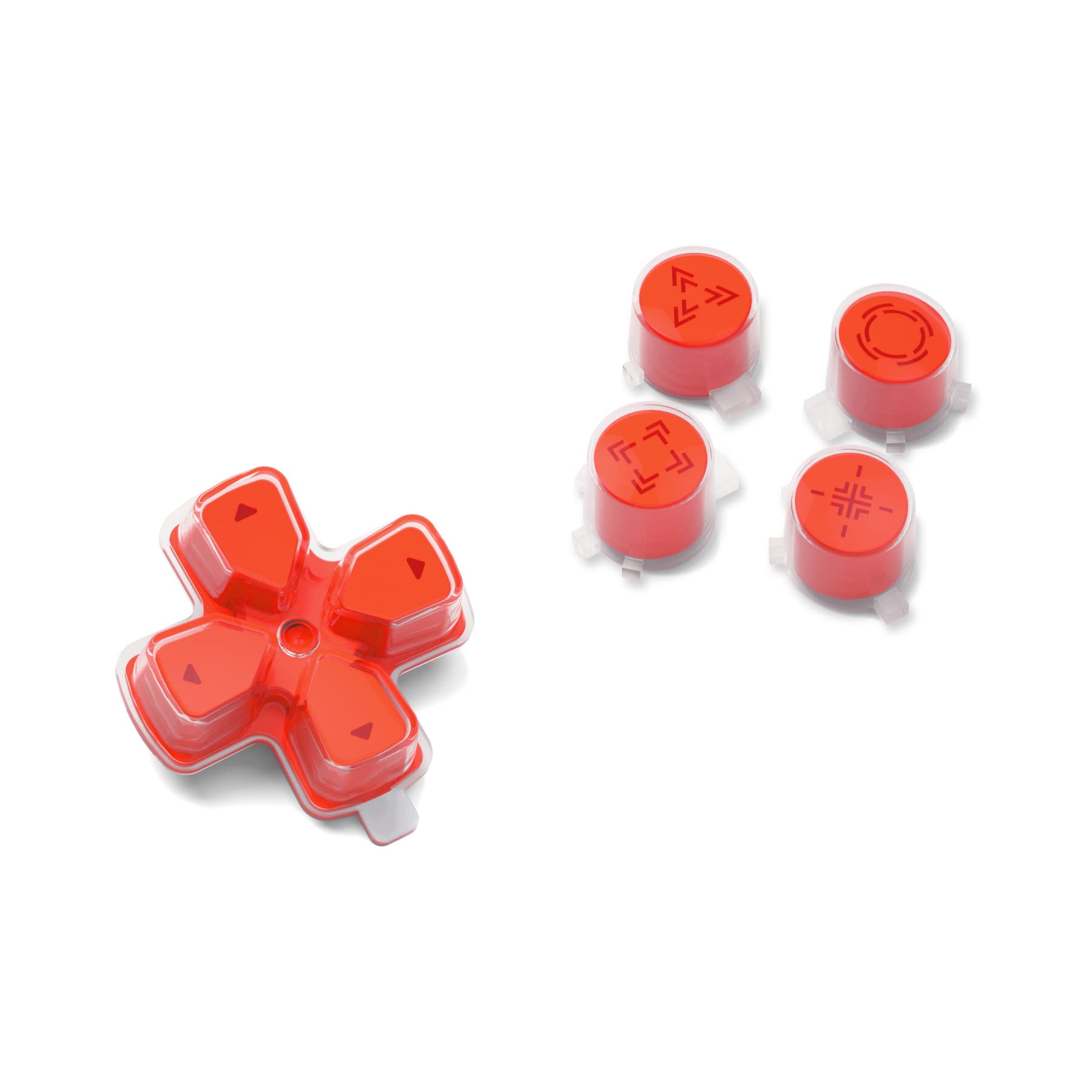 eXtremeRate Custom D-Pad & Action Buttons for PS5 Controller - Orange & Clear Three-Tone Design with Redesigned Symbols | Enhanced Gaming Performance for FPS, Fighting & Action Games