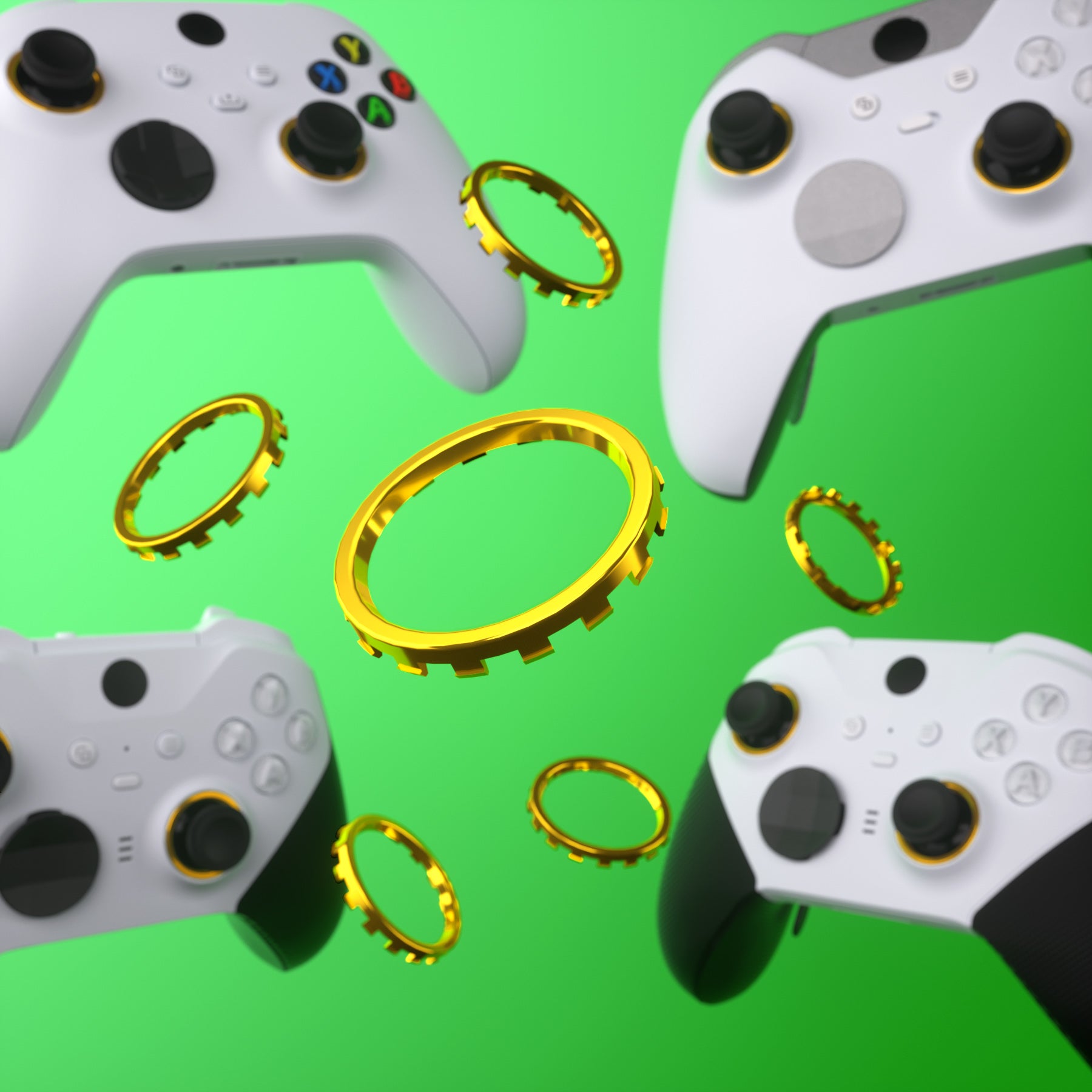 eXtremeRate Chrome Gold Custom Accent Rings for Xbox Elite Series 2 Core/Series 2 & Xbox One Elite Controller - Compatible with eXtremeRate ASR Shell for Xbox Series X/S (XOJ13009GC) - Perfect for Gaming Setup & Controller Customization