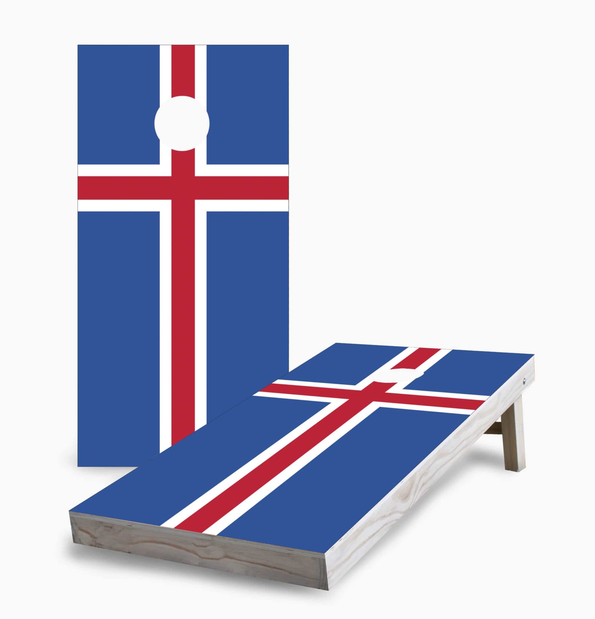 Premium Icelandic Flag Corn Hole Board Game Set - 2 Boards, 8 Bags & Accessories for Outdoor Parties, Tailgating & Backyard Fun